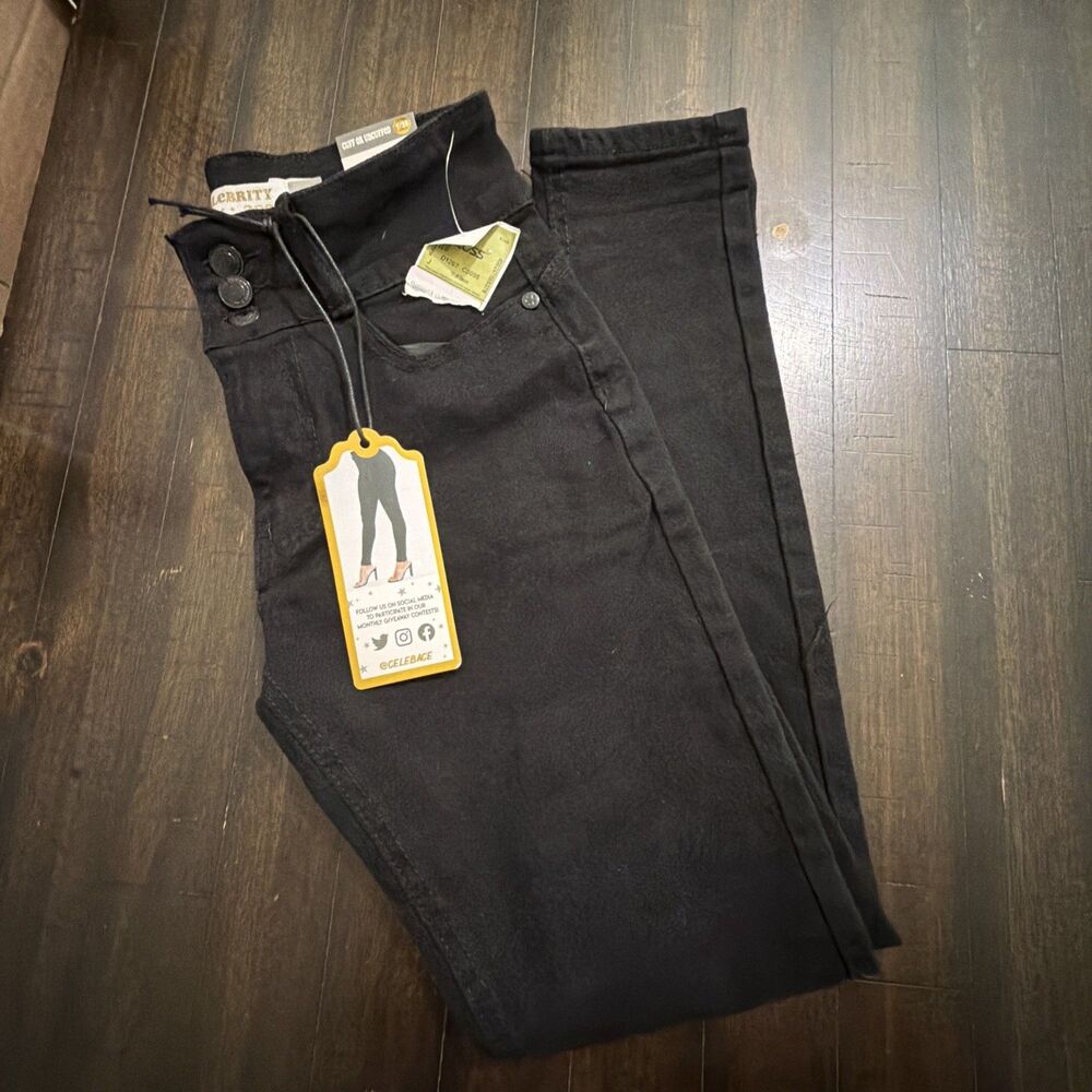 Celebrity Ace Jeans Size 7 Womens Black Denim Stretch Pants Mid Rise Jegging
